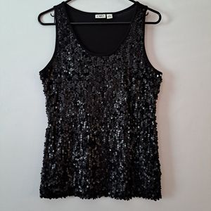 Black Shimmery Embellished Sequin Tank Top